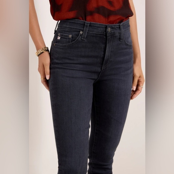 New AG Adriano Goldschmied Mari High Rise Slim Straight Jeans Faded Black Sz 24 - Picture 2 of 13